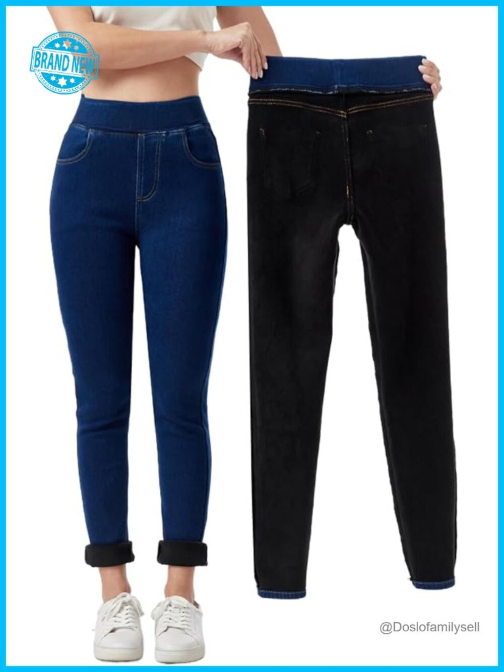 Fleece Lined Jeggings Tummy Control High Waisted Thermal Skinny Jeans
